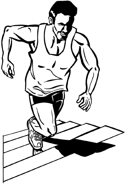 Athlete running up steps vinyl sticker.  Customize on line. Sports 085-1108